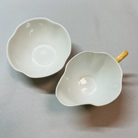 Windsor England Sugar Bowl & Creamer Yellow Trim Vintage Bone China Numbered - Picture 9 of 10